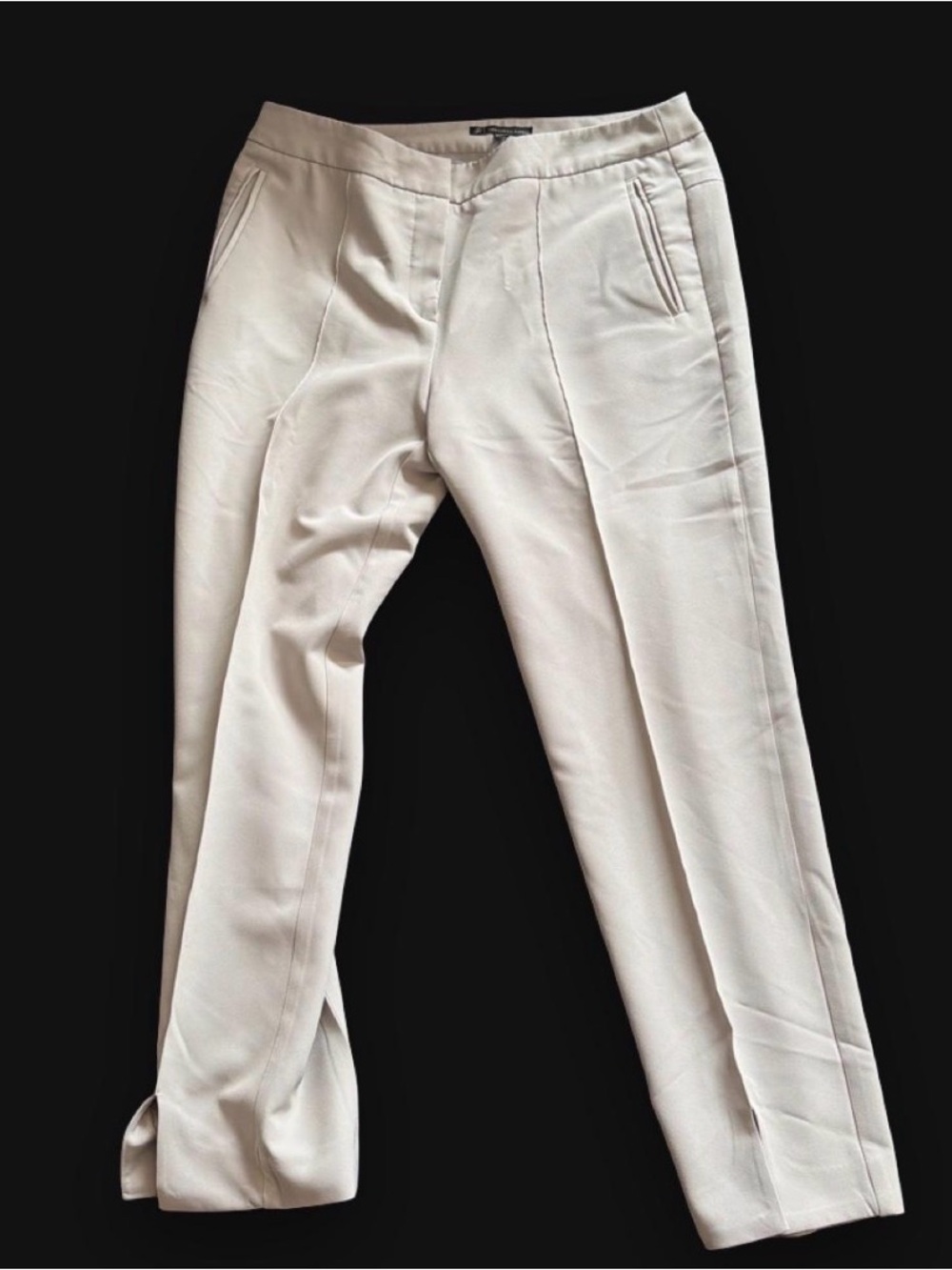 Adrianna papell women’s Satin Dress Pants Ivory 8 Classic Fit Pleated Pockets